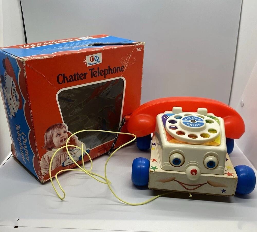 Vintage 1974 Fisher Price Chatter Telephone Phone Toy 747 w/Original Box Works